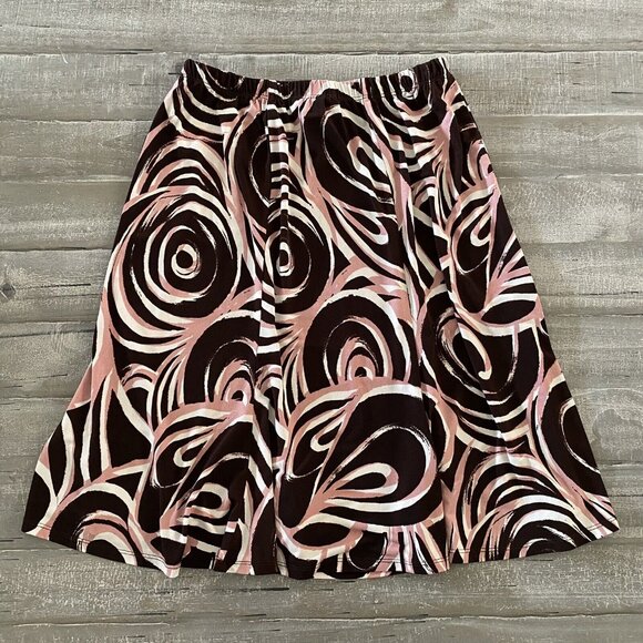 Connected Skirt Size 1X Stretchy Elastic Waist Pull On Brown Mauve Lightweight - Picture 3 of 6